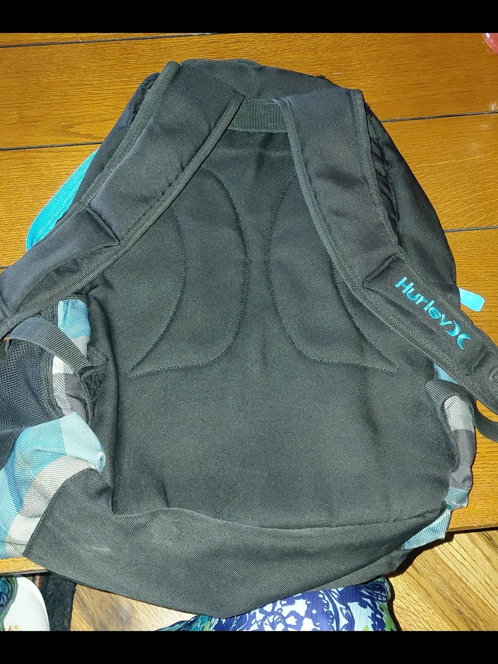 Vintage 2000 Hurley Skate-strap Black & Teal Plaid Backpack